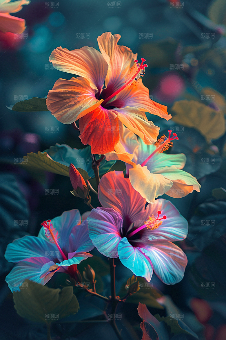 木槿花彩色高清摄影图