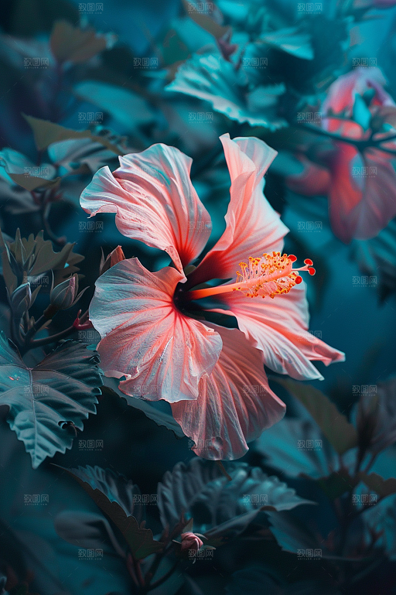 木槿花植物夏季摄影图