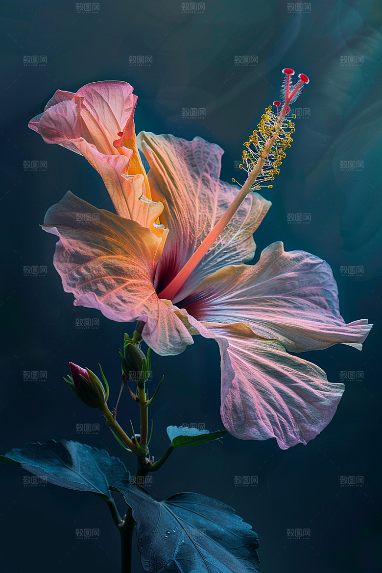 木槿花夏天唯美摄影图