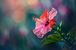 木槿花花朵夏天摄影图