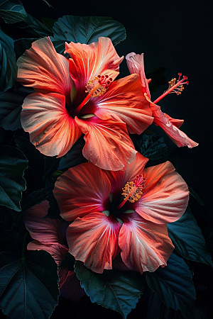 木槿花夏天花朵摄影图