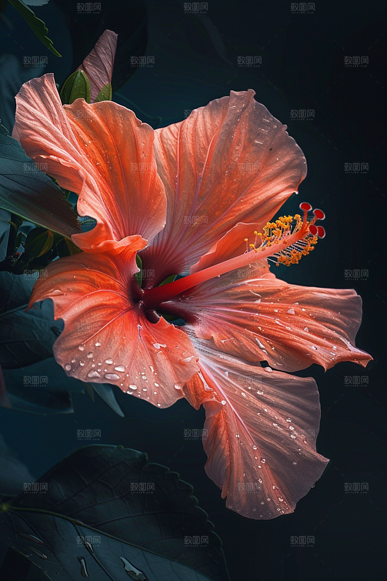 木槿花花朵植物摄影图