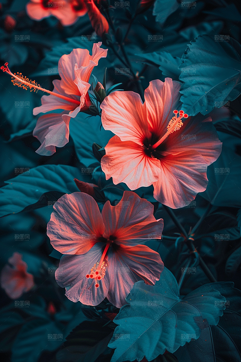 木槿花夏天清新摄影图