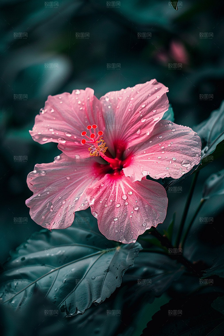 木槿花夏天花朵摄影图
