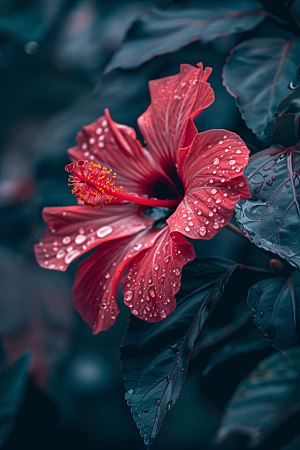 木槿花高清彩色摄影图
