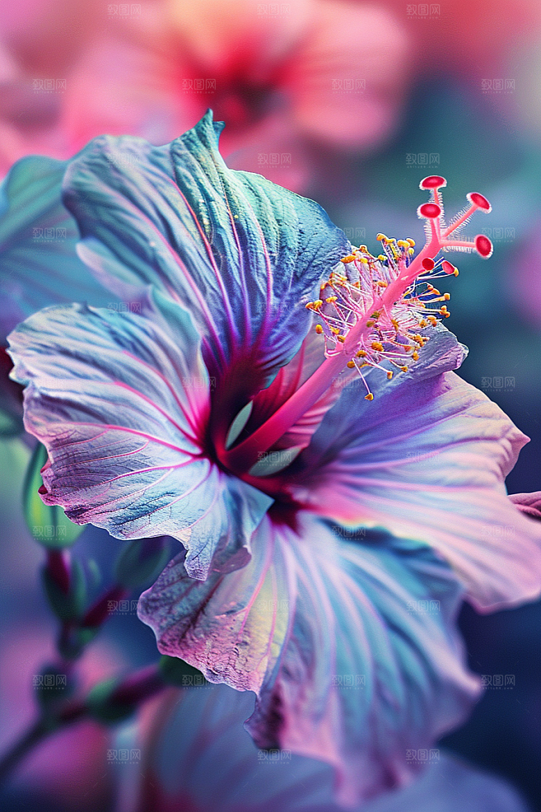 木槿花夏天唯美摄影图