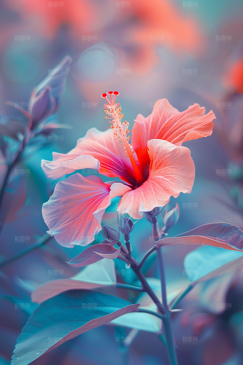 木槿花自然唯美摄影图