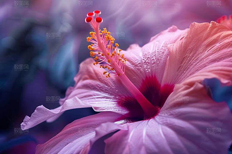 木槿花彩色夏季摄影图