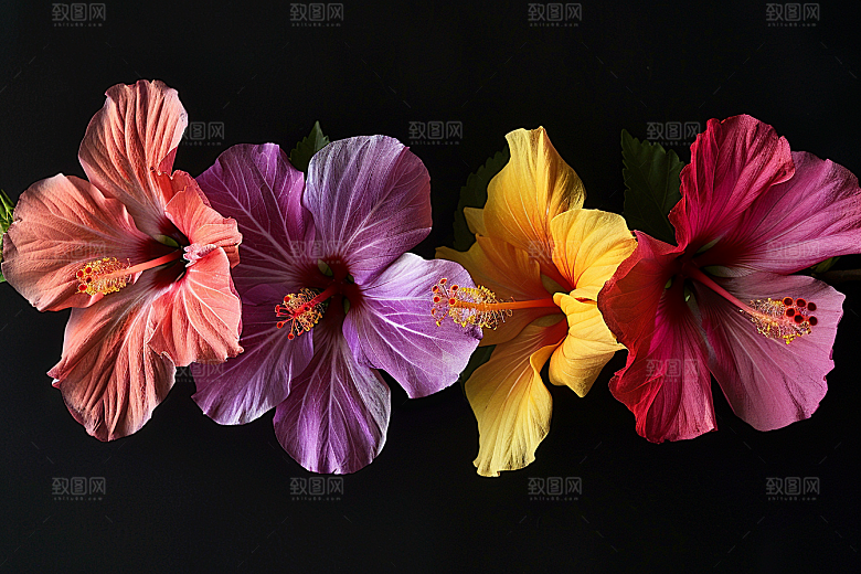 木槿花植物花朵摄影图