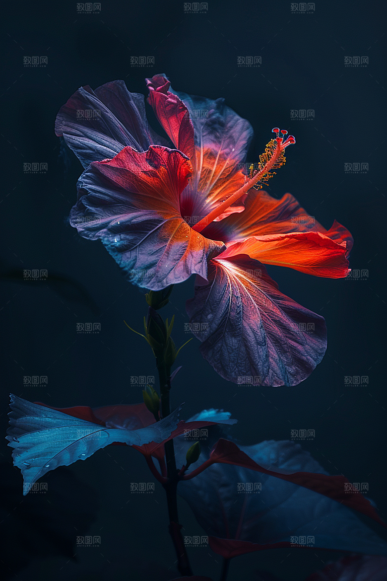 木槿花花朵植物摄影图