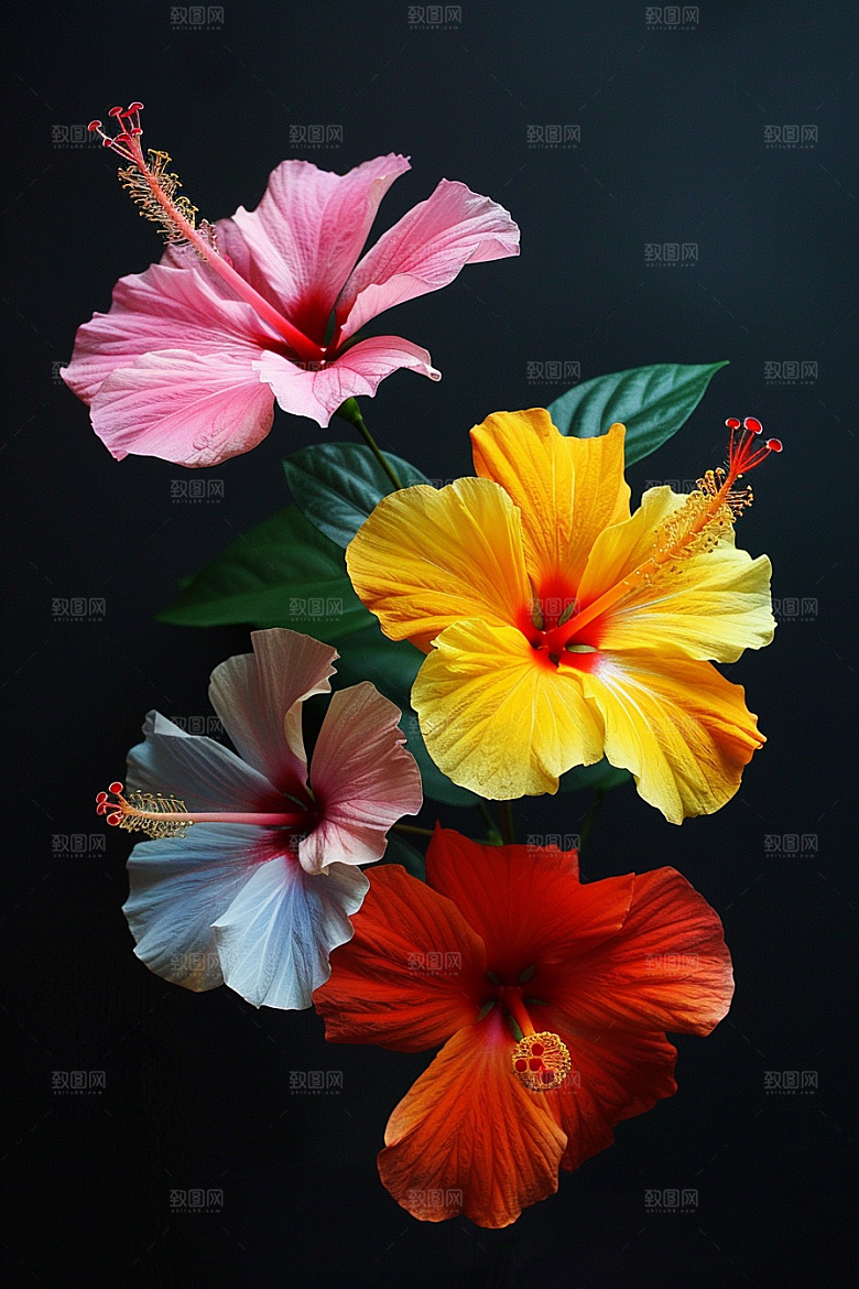 木槿花唯美清新摄影图