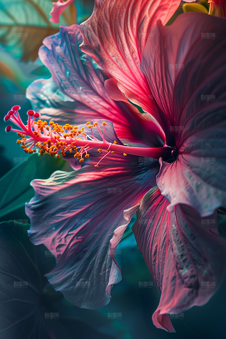 木槿花夏天植物摄影图