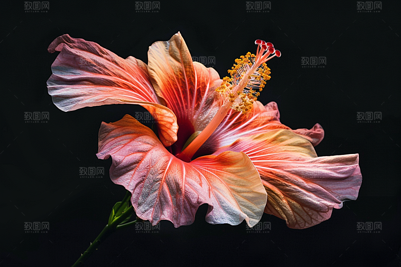 木槿花花朵唯美摄影图