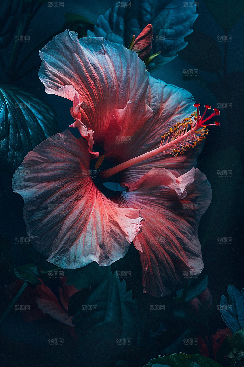木槿花自然夏天摄影图