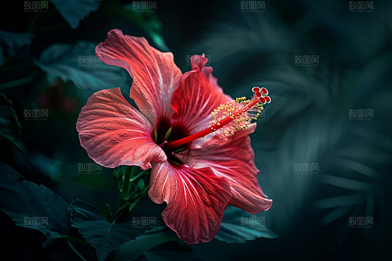 木槿花植物夏季摄影图