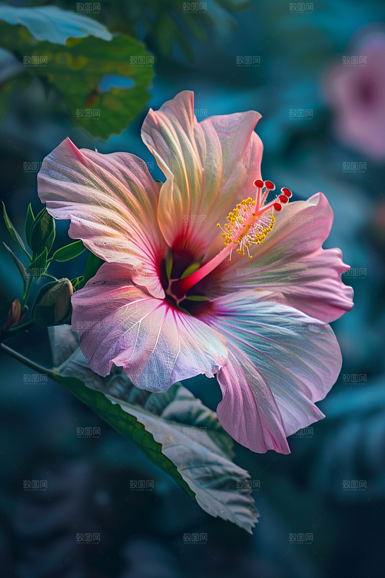 木槿花花朵花卉摄影图