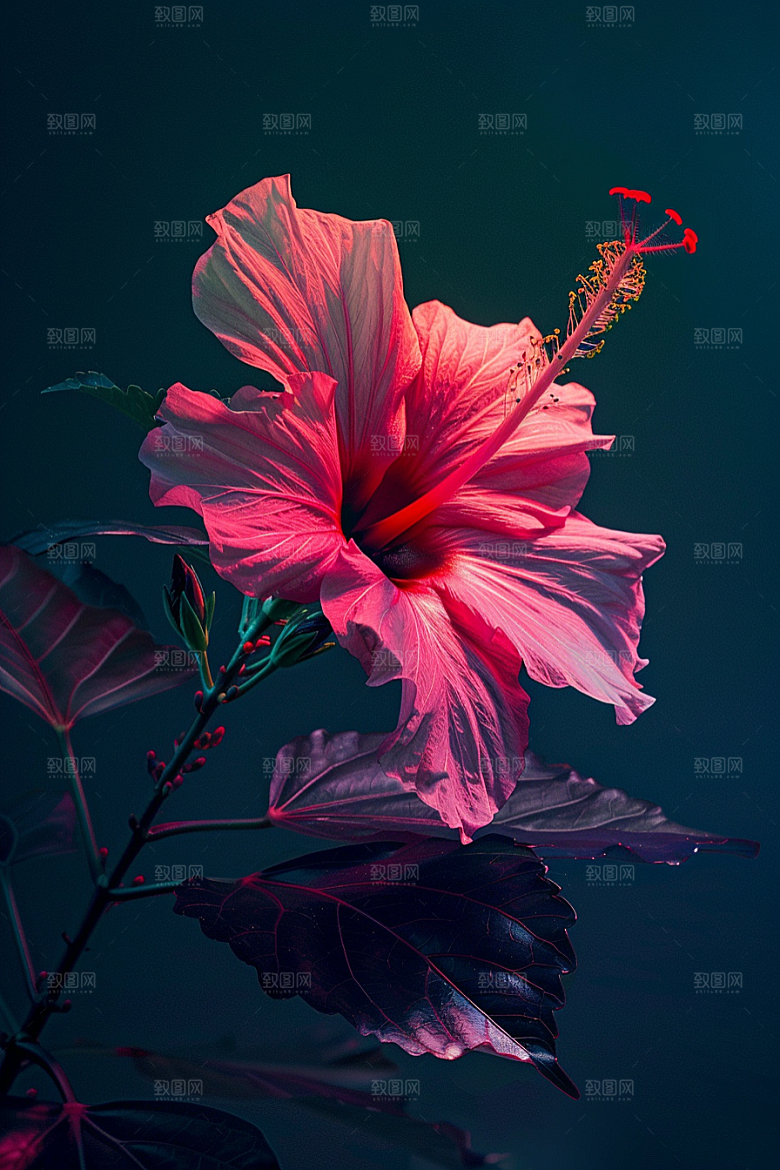 木槿花唯美夏季摄影图