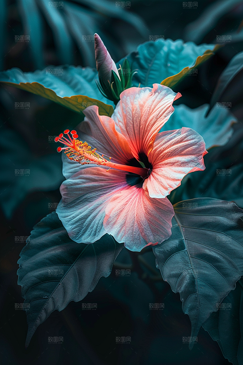 木槿花彩色木棉摄影图
