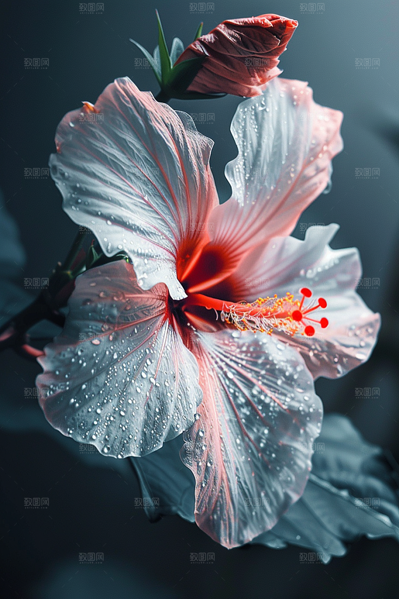 木槿花植物彩色摄影图