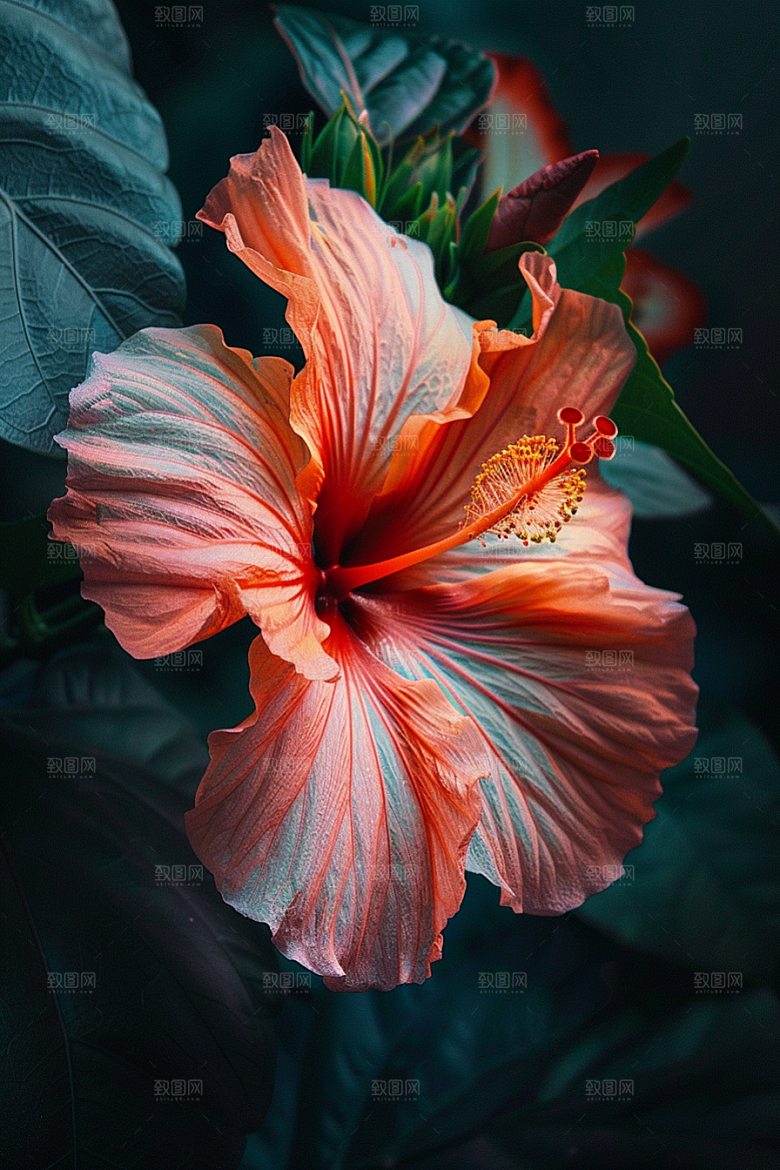 木槿花自然夏天摄影图