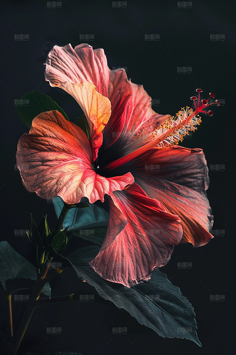 木槿花植物花朵摄影图