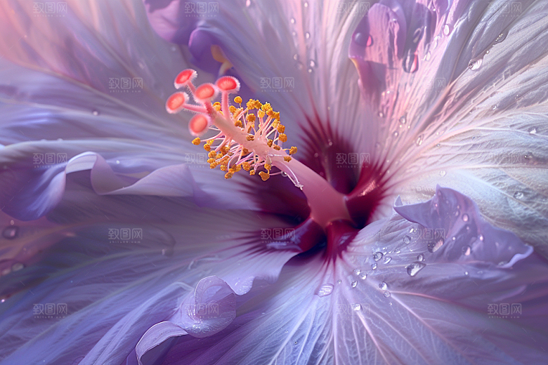 木槿花夏天花卉摄影图