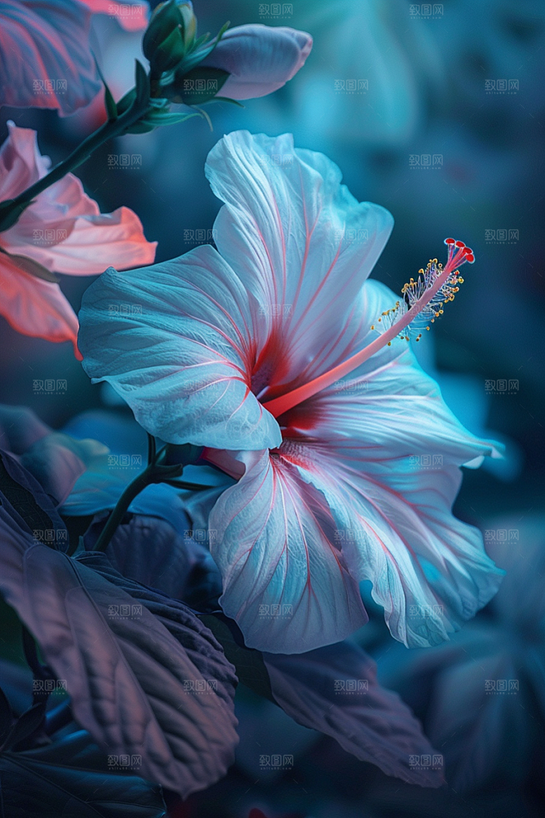 木槿花夏天彩色摄影图