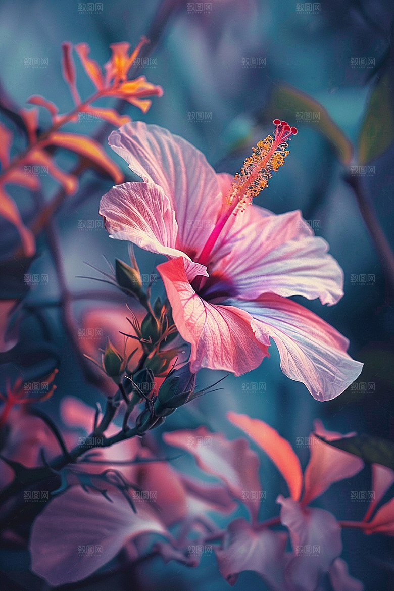 木槿花唯美清新摄影图