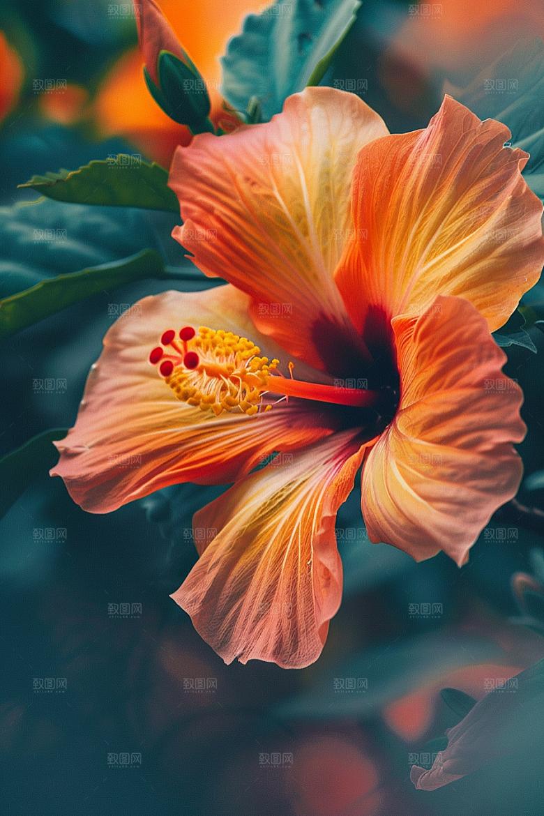 木槿花花卉植物摄影图