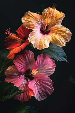 木槿花清新夏天摄影图