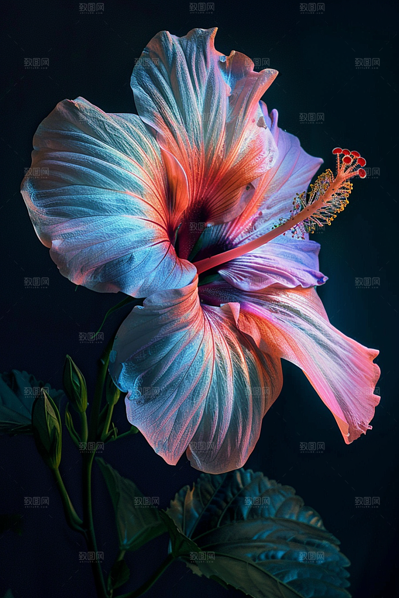 木槿花唯美花朵摄影图