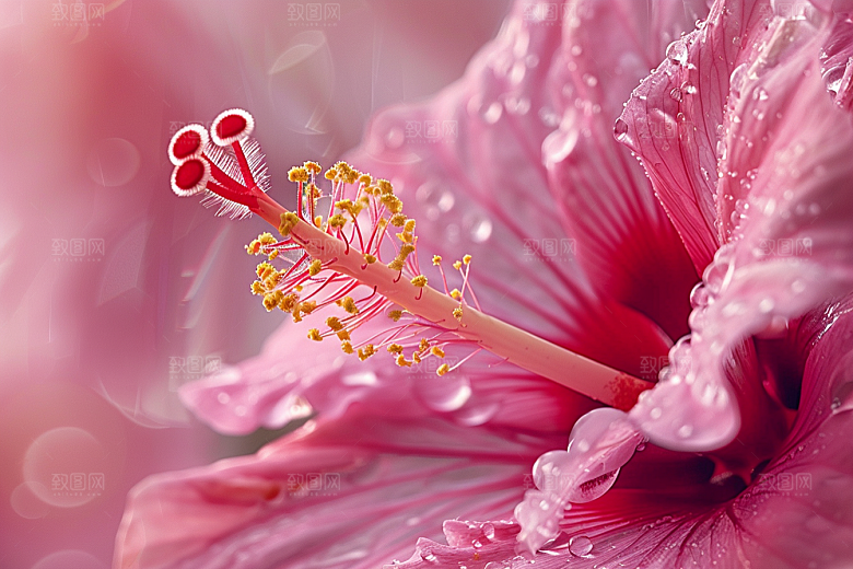 木槿花夏天唯美摄影图