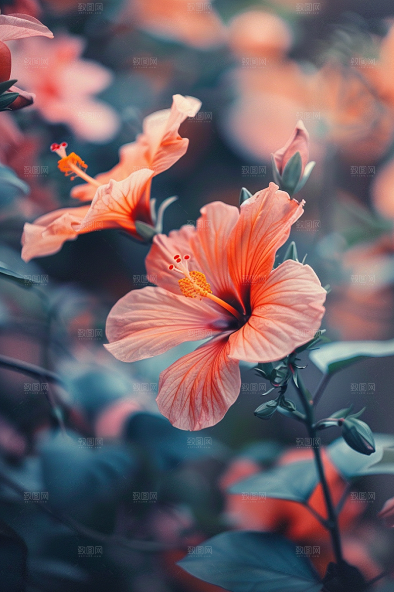 木槿花夏季自然摄影图