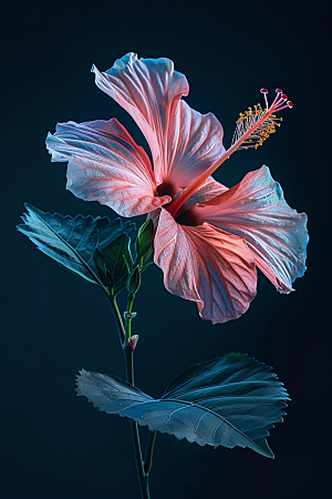 木槿花清新夏天摄影图