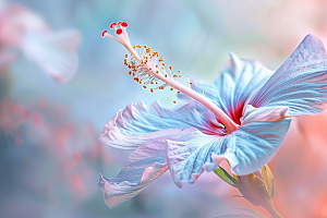 木槿花清新花卉摄影图
