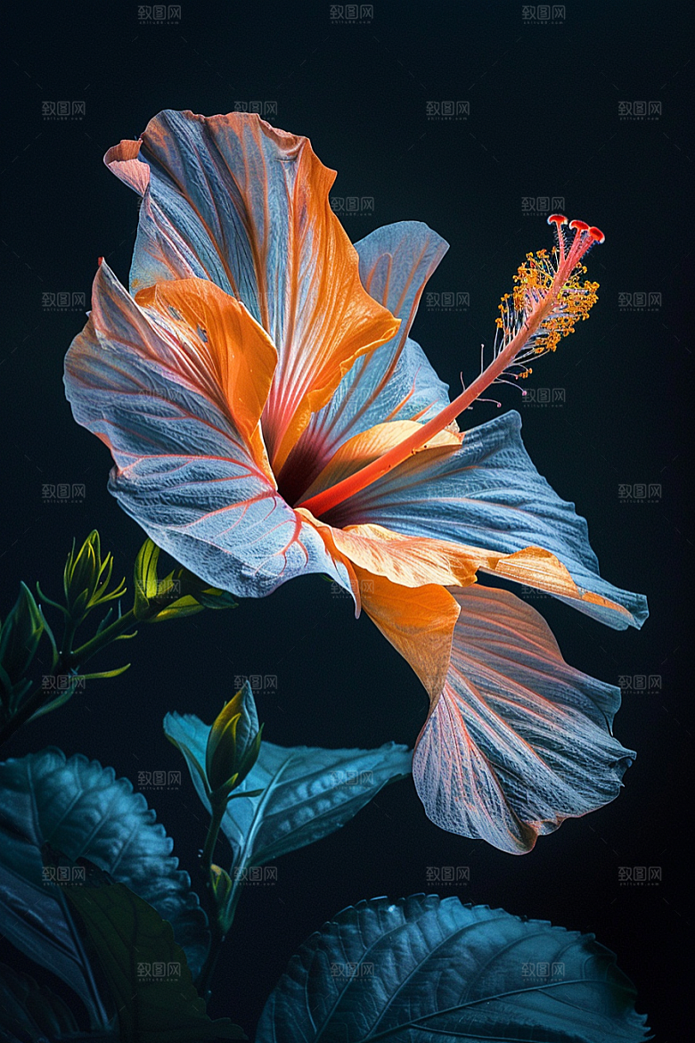 木槿花高清彩色摄影图