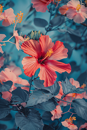 木槿花花卉夏天摄影图