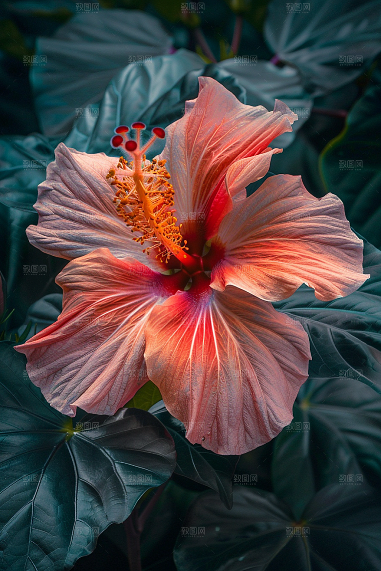 木槿花高清花朵摄影图