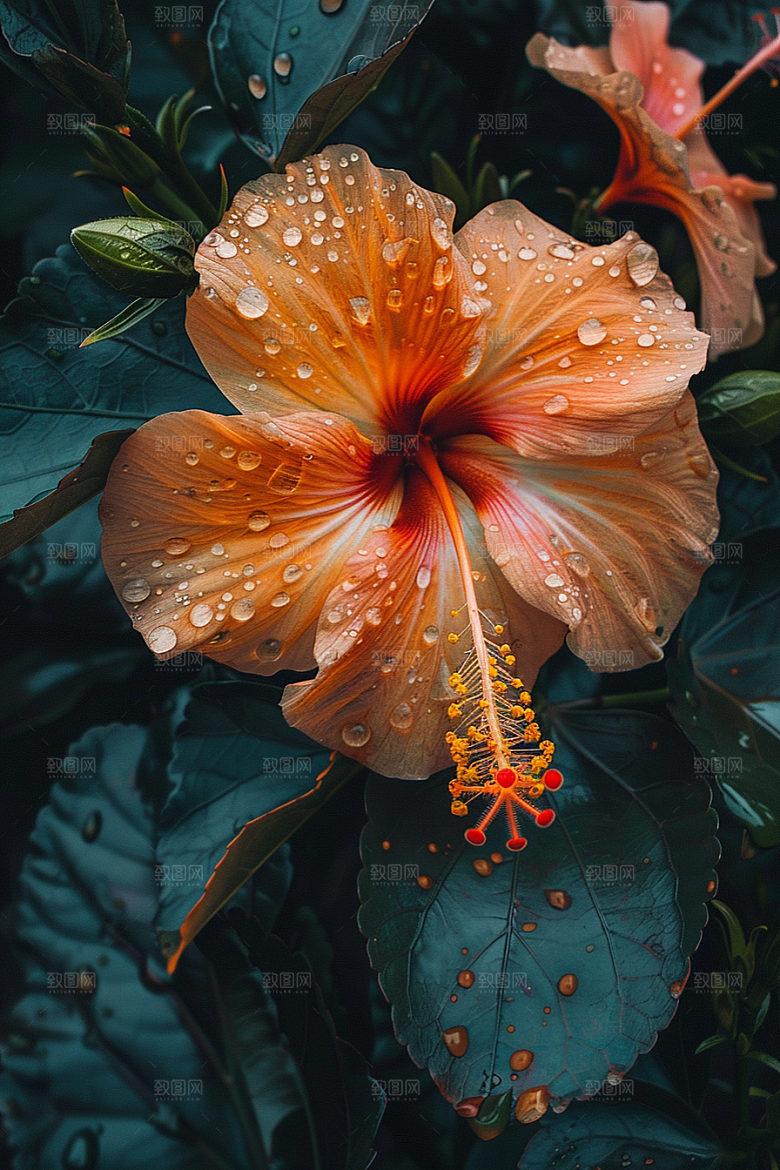 木槿花唯美花朵摄影图