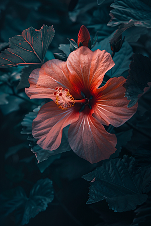 木槿花夏天唯美摄影图