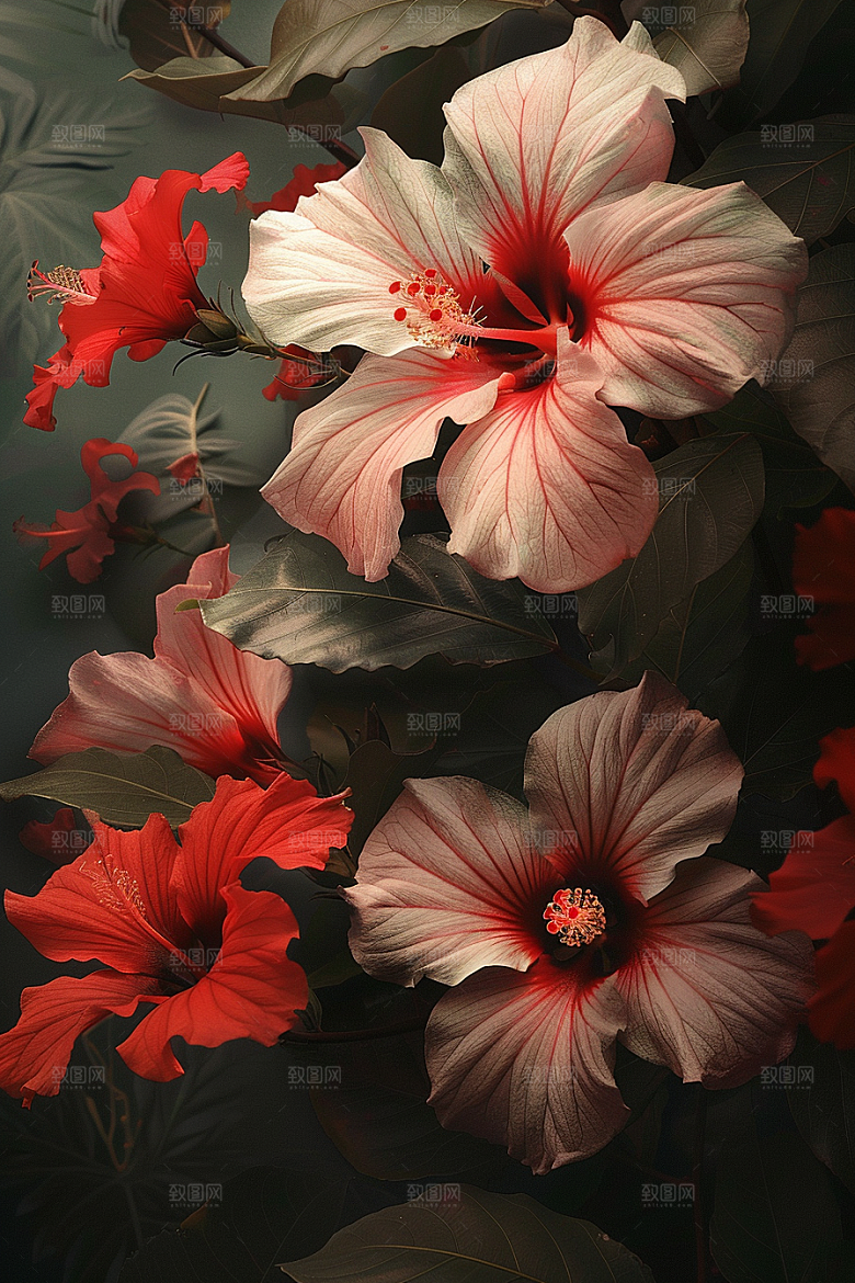 木槿花自然花朵摄影图