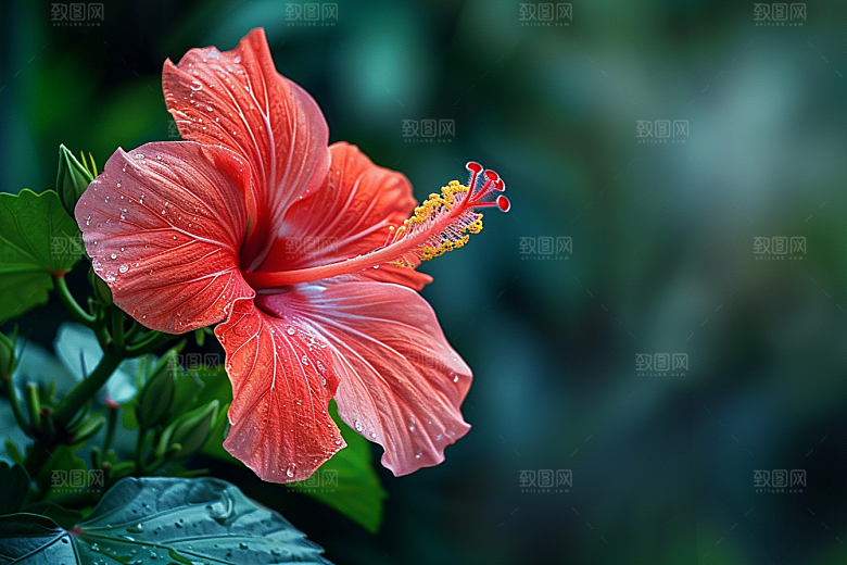 木槿花夏天唯美摄影图