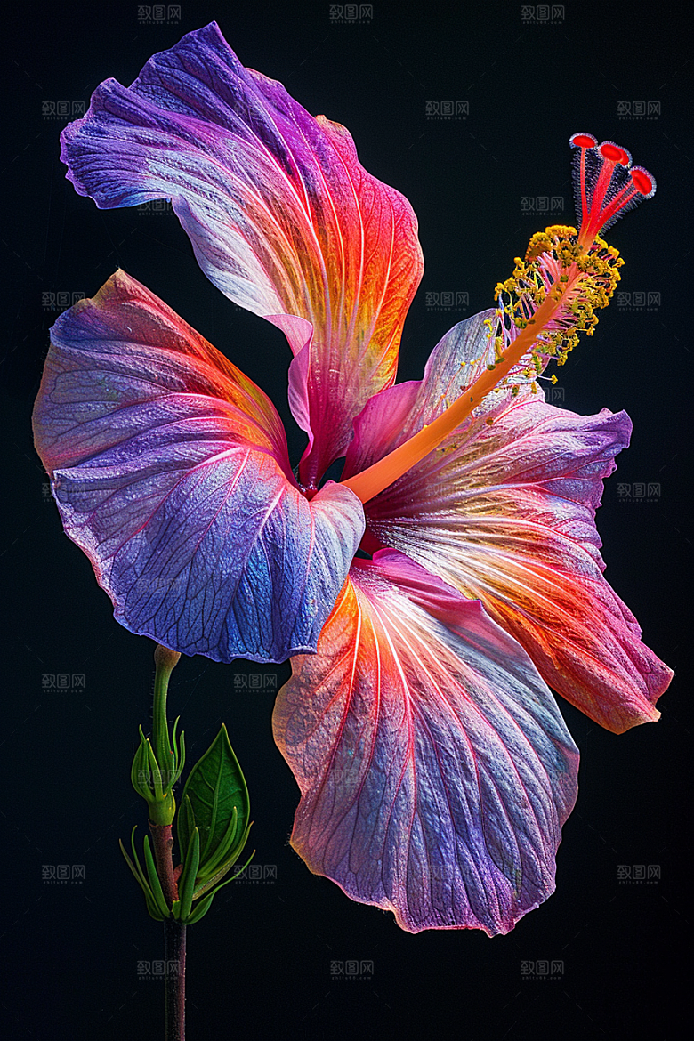 木槿花彩色自然摄影图