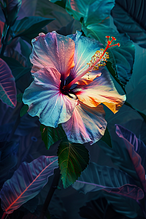 木槿花植物清新摄影图
