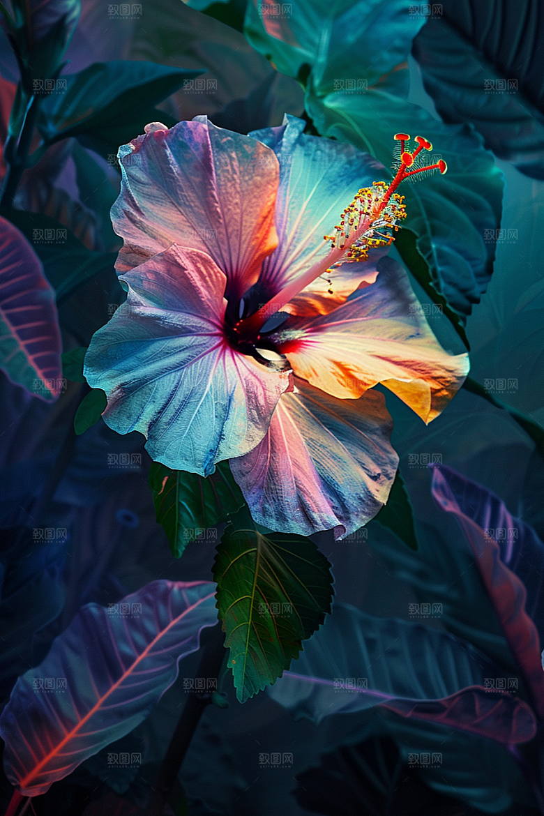 木槿花植物清新摄影图