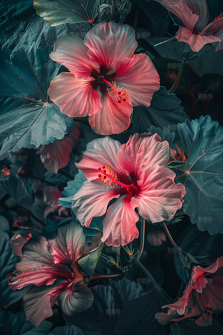 木槿花植物花朵摄影图