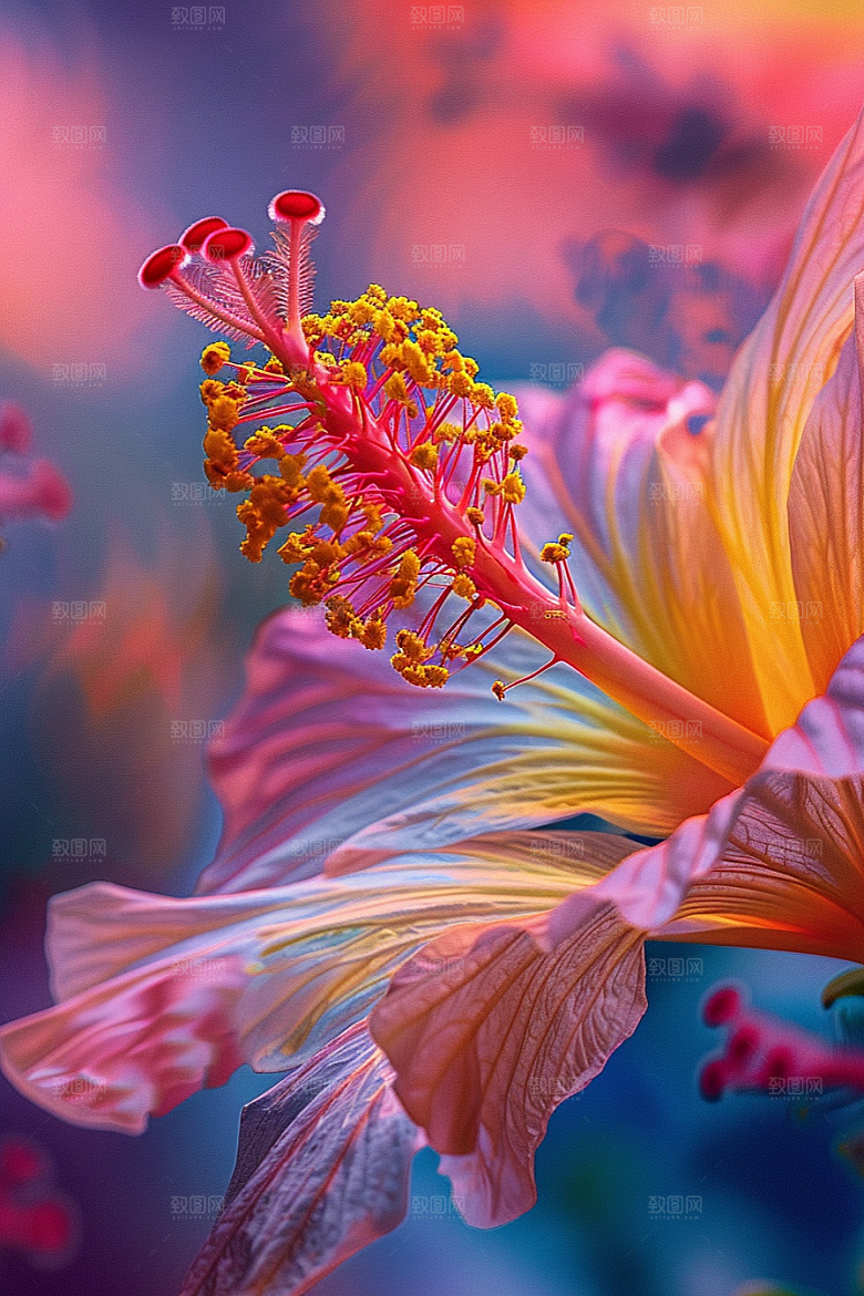 木槿花唯美花卉摄影图
