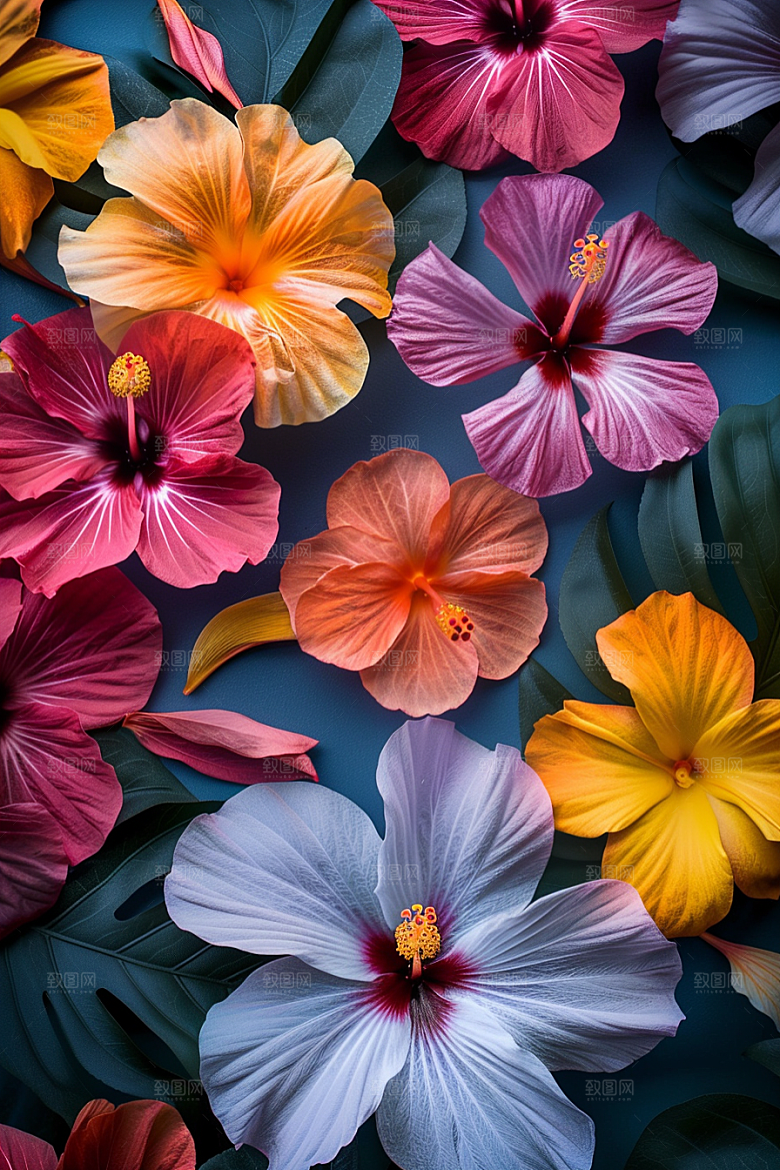 木槿花夏季花卉摄影图