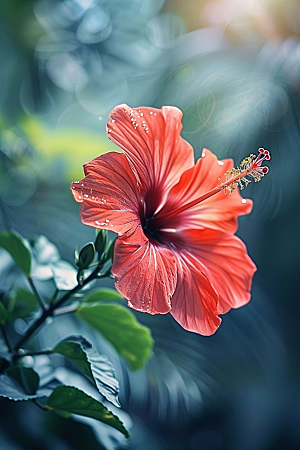 木槿花花朵夏季摄影图