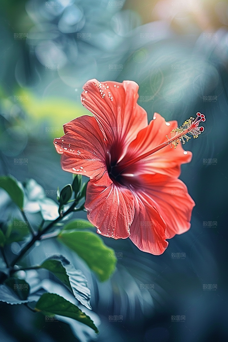 木槿花花朵夏季摄影图